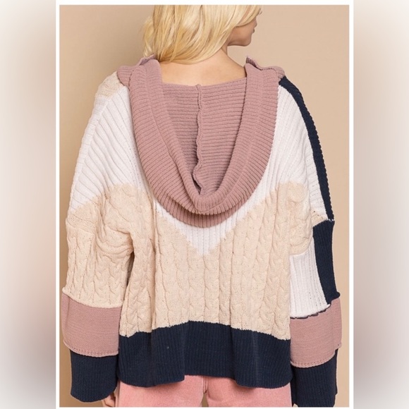 POL colorblocked oversized hoodie-style cardigan - Picture 3 of 8